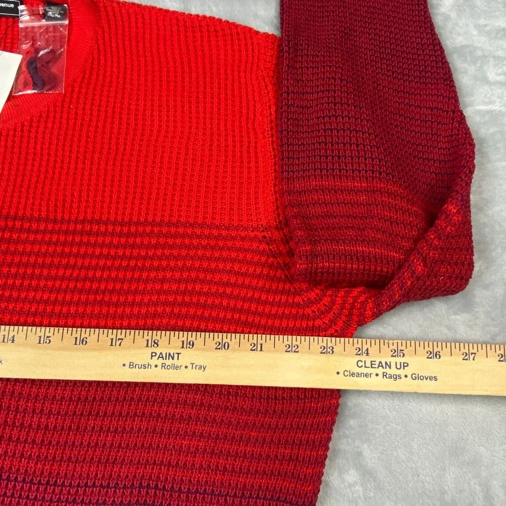 Saks Fifth Avenue Mens XXL Red Burgundy Ombre Waffle Knit Cotton Sweater Italy